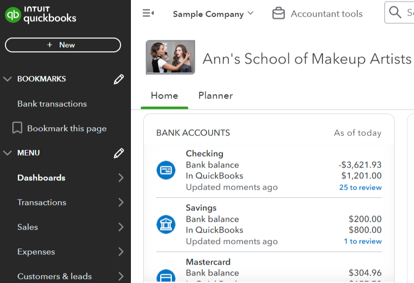 QuickBooks Online Screen